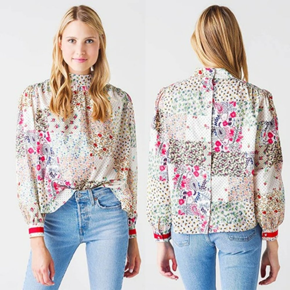 NWOT Hunter Bell Multicolor Patterned Blouse - image 10